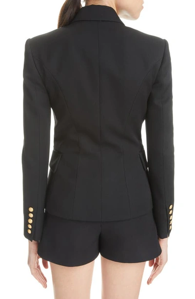 Shop Balmain Double Breasted Twill Blazer In 0pa Black