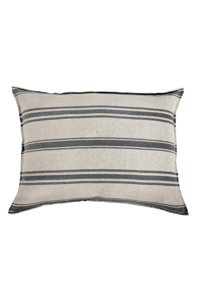 Shop Pom Pom At Home Jackson Stripe Linen Sham In Flax/ Midnight