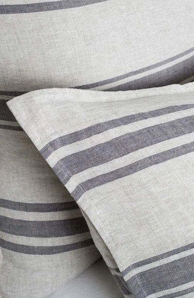 Shop Pom Pom At Home Jackson Stripe Linen Sham In Flax/ Midnight