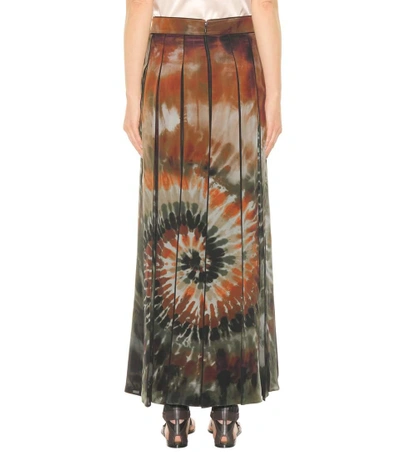 Shop Valentino Printed Pleated Silk Maxi Skirt In Multicoloured