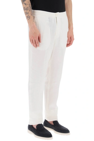 Shop Zegna Tapered Linen Trousers