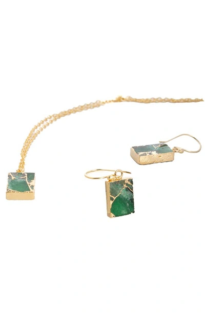 Saachi Gemstone Necklace & Earrings Set In Green