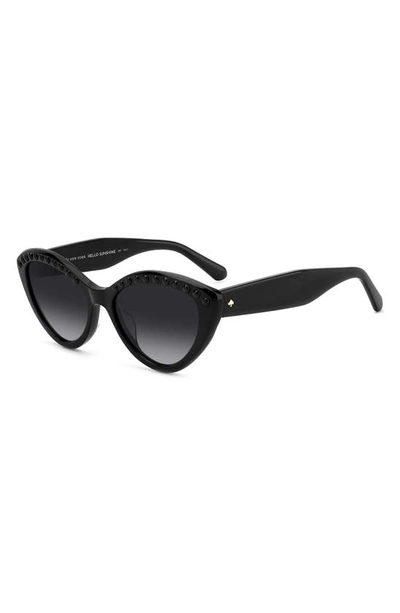 Kate Spade Junigspear 55mm Gradient Cat Eye Sunglasses In Black/ Grey Shaded