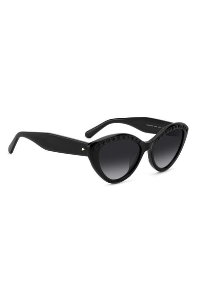 Kate Spade Junigspear 55mm Gradient Cat Eye Sunglasses In Black/ Grey Shaded