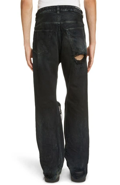 Shop Balenciaga Destroyed Ripped Nonstretch Jeans In Flat Black