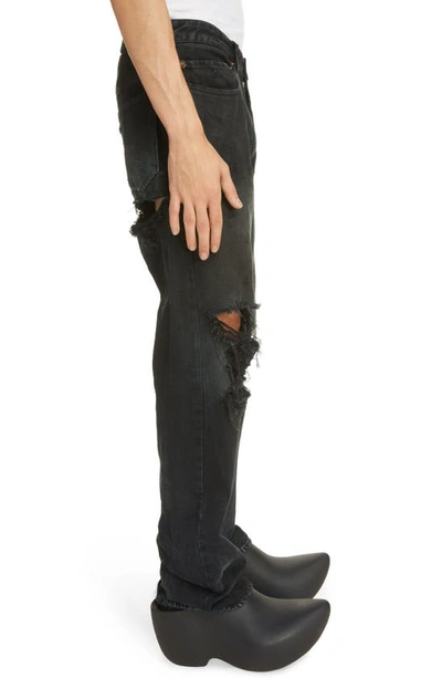 Shop Balenciaga Destroyed Ripped Nonstretch Jeans In Flat Black