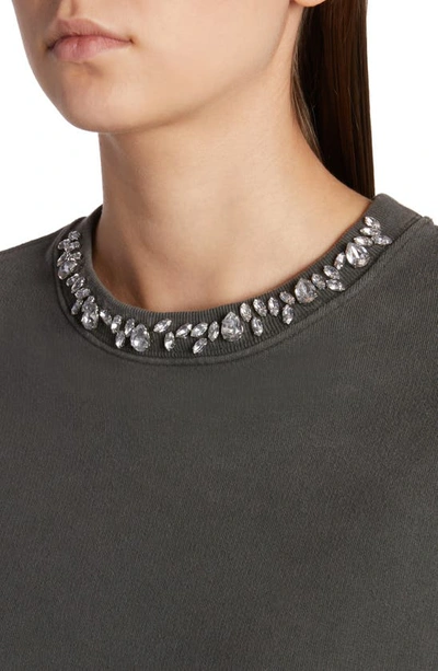 Golden Goose Cotton Sweatshirt With Applied Crystals In Anthracite