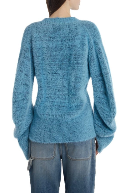 Shop Stella Mccartney Fluffy Knit Cardigan In 4011 Bright Blue
