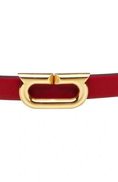 Shop Ferragamo Gancio Ellipse Buckle Reversible Leather Belt In Flame Red / Nero