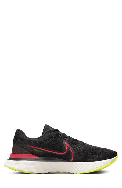 Nike React Infinity Run Flyknit 3 Running Shoe In Black/ Siren Red/ Volt