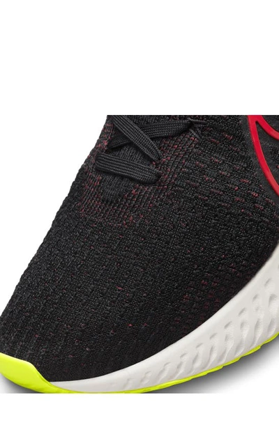 Nike React Infinity Run Flyknit 3 Running Shoe In Black/ Siren Red/ Volt