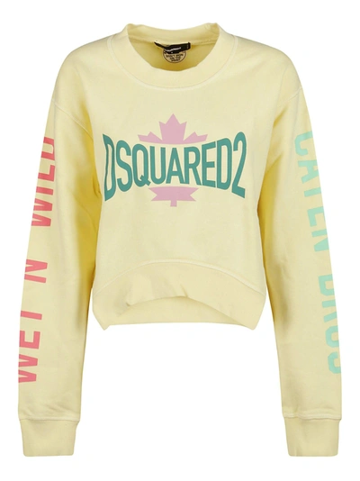 Shop Dsquared2 Leaf Cut Sweatshirt In Lemonade