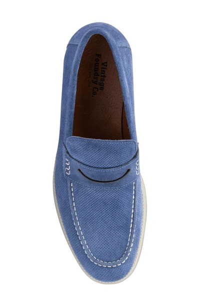Shop Vintage Foundry Menaham Perforated Leather Loafer In Blue