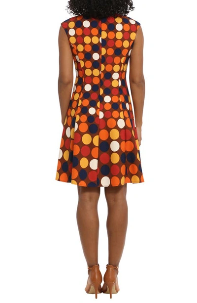 Shop London Times Polka Dot Cap Sleeve Fit & Flare Dress In Spice Multi