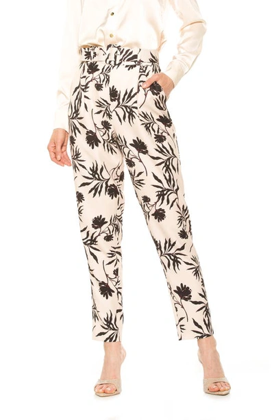 Alexia Admor Zayna Belted Cigarette Pants In Oat Floral