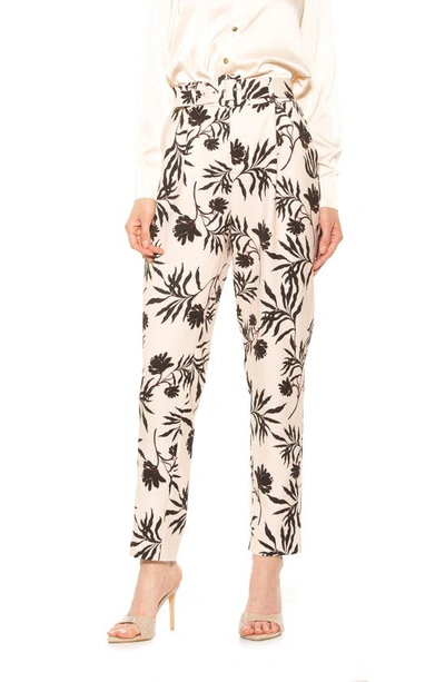 Alexia Admor Zayna Belted Cigarette Pants In Oat Floral