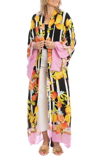 Shop Saachi Citrus Motif Maxi Topper In Black