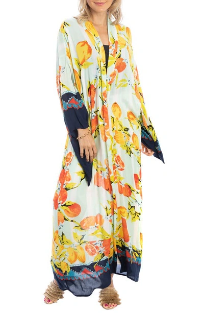 Shop Saachi Citrus Motif Maxi Topper In Aqua