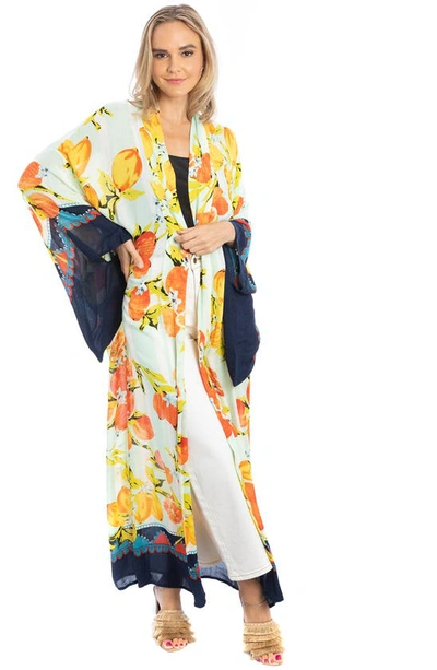 Shop Saachi Citrus Motif Maxi Topper In Aqua