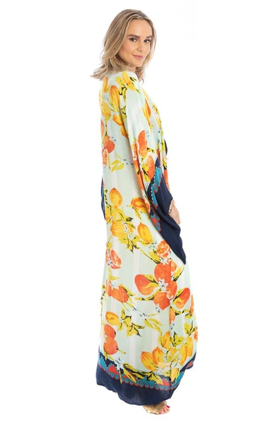 Saachi Citrus Motif Maxi Topper In Aqua