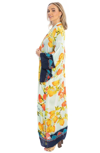 Saachi Citrus Motif Maxi Topper In Aqua