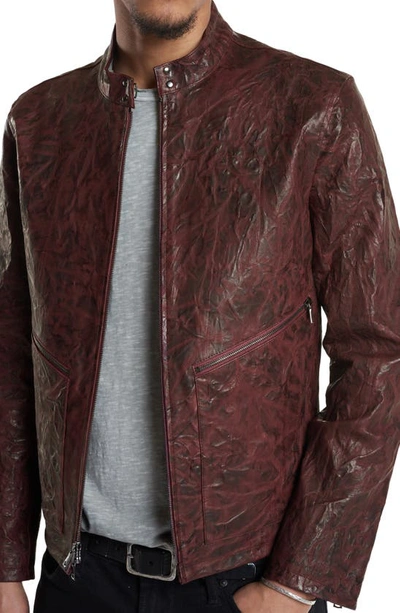 Shop John Varvatos Vicarage Textured Leather Zip-up Jacket In Cherrywood