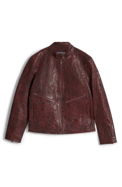 Shop John Varvatos Vicarage Textured Leather Zip-up Jacket In Cherrywood
