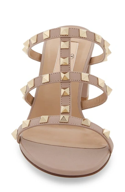 Shop Valentino Garavani Rockstud Slide Sandal In P45 Poudre