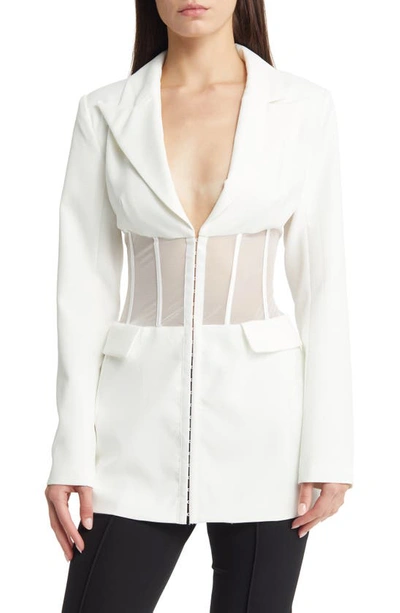 Shop Azalea Wang Sheer Detail Blazer In White