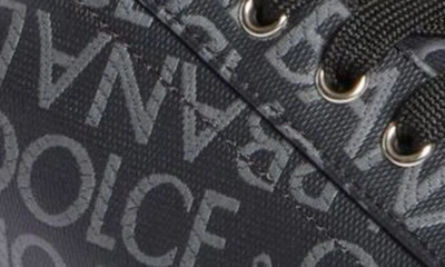 Shop Dolce & Gabbana Portofino Logo Jacquard Sneaker In Black/ Grey