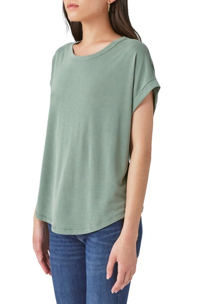 Lucky Brand Womens Crewneck Cuff Sleeve Pullover Top In Loden Green