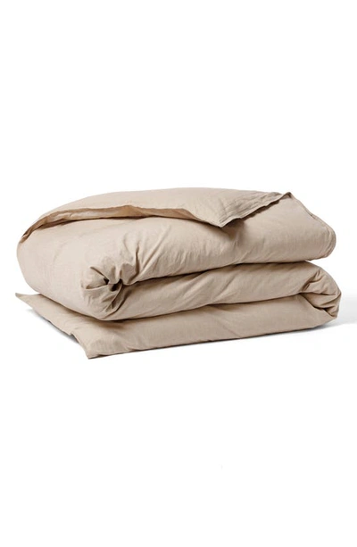 Shop Coyuchi Crinkled Organic Cotton Percale Duvet Cover In Hazel Chambray