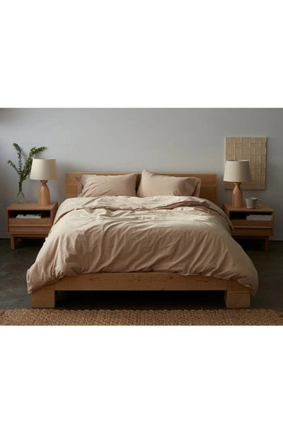 Coyuchi Crinkled Organic Cotton Percale Duvet Cover In Hazel Chambray