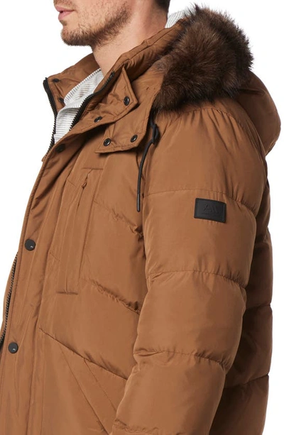 Shop Andrew Marc Tremont Water Resistant Down Quilted Parka With Faux Fur Trim In Sepia