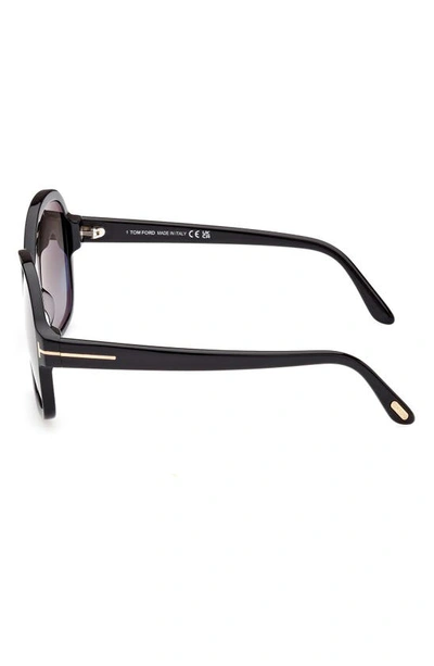 Shop Tom Ford Hanley 57mm Gradient Butterfly Sunglasses In Shiny Black / Gradient Smoke