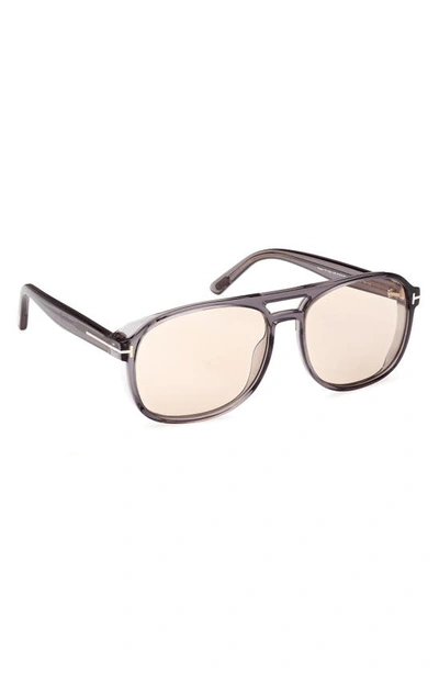 Shop Tom Ford Rosco 58mm Navigator Sunglasses In Shiny Grey/ Brown Photochromic