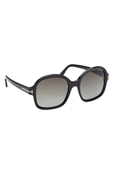 Shop Tom Ford Hanley 57mm Gradient Butterfly Sunglasses In Shiny Black / Gradient Smoke