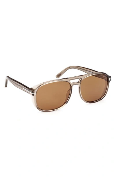 Shop Tom Ford Rosco 58mm Navigator Sunglasses In Shiny Light Brown / Brown