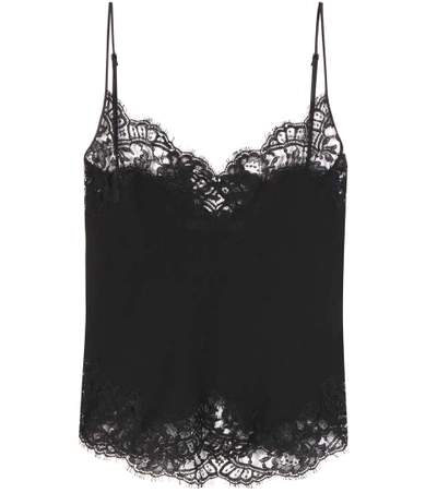 Shop Givenchy Lace-trimmed Silk Camisole In Llack