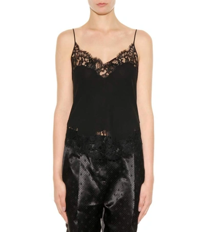 Shop Givenchy Lace-trimmed Silk Camisole In Llack