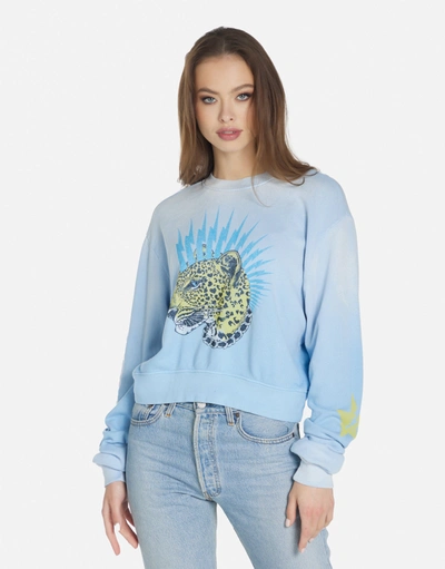 Shop Lauren Moshi Spalding-punk Leopard In Ice Blue Ombre