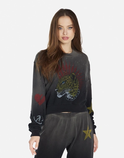 Lauren Moshi Spalding Punk Leopard In Jet Black Ombre