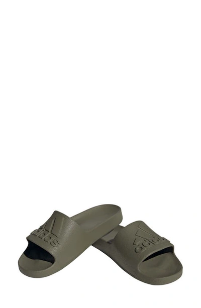 Shop Adidas Originals Adilette Aqua Slide Sandal In Olive/ Olive/ Olive Strata