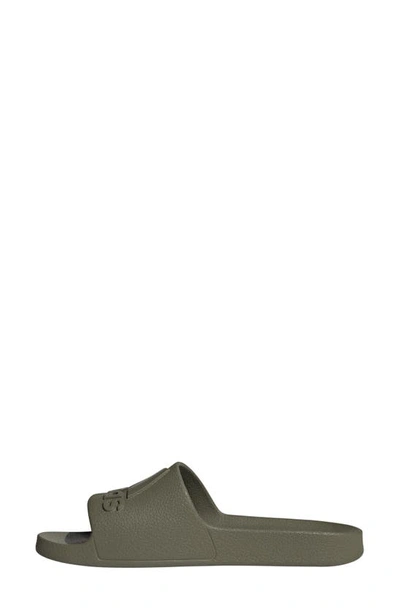 Shop Adidas Originals Adilette Aqua Slide Sandal In Olive/ Olive/ Olive Strata