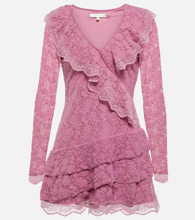 Shop Loveshackfancy Athala Mini Dress In Misty Mauve In Pink