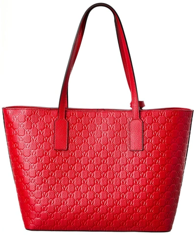 Shop Valentino By Mario Valentino Soho Dollaro Monogram Leather Tote In Red