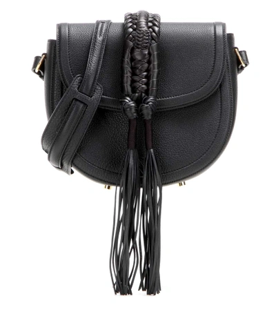 Shop Altuzarra Ghianda Knot Saddle Leather Shoulder Bag In Llack