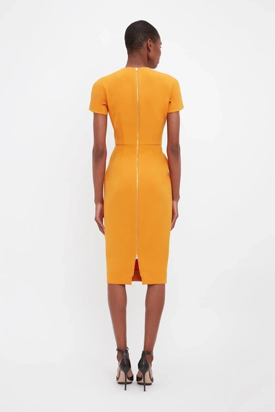 Shop Victoria Beckham Dart Detail T-shirt Dress In Orange