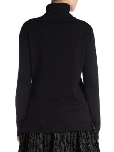 Shop Fendi Fur Monster Wool Turtleneck Sweater In Black