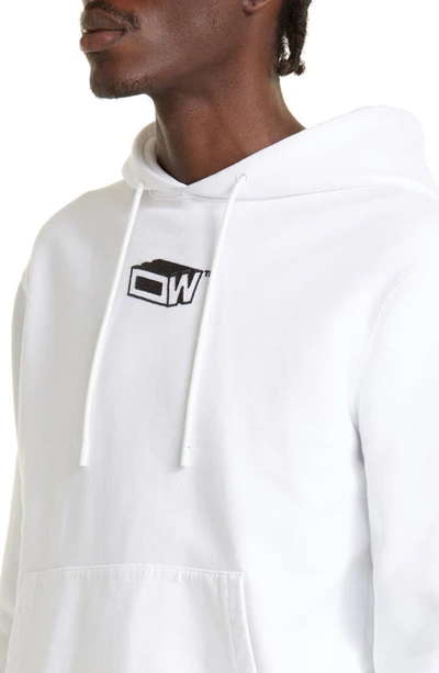 Shop Off-white Graffiti Zine Slim Fit Cotton Hoodie In White Black